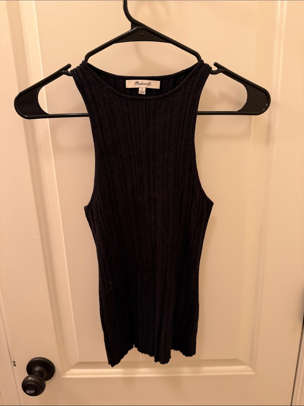 Madewell Black Ribbed Tank with High Neck
